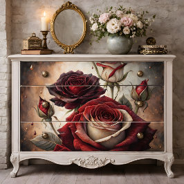 Diepe Bloemige Rode Rozen Decoupage Tissuepapier