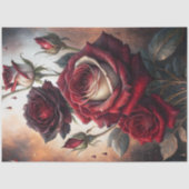 Diepe Bloemige Rode Rozen Decoupage Tissuepapier (Voorkant)