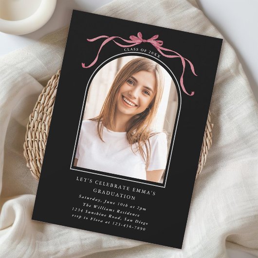 Diepe Blush Boog Afstudeerfeest Boog Foto Zwart Kaart