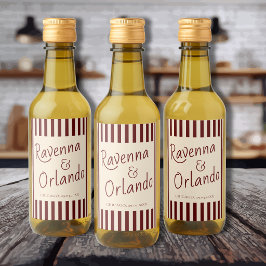 Diepe bordeauxrode strepen Retro minimalistische t Wijn Etiket