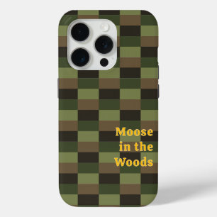 Diepe bos kleurcombinatie met geel iPhone 15 pro case