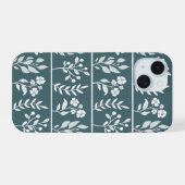 Diepe bosgroene botanische bloementuin Kunst iPhone 15 Case (Achterkant horizontaal)