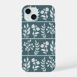 Diepe bosgroene botanische bloementuin Kunst iPhone 15 Case