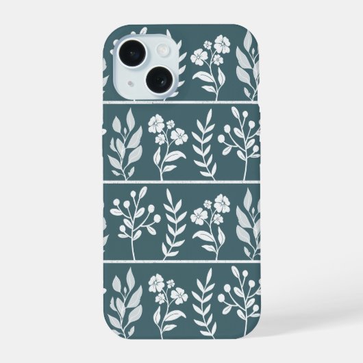 Diepe bosgroene botanische bloementuin Kunst iPhone 15 Case (Achterkant)