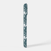 Diepe bosgroene botanische folk bloemkunst iPhone 15 case (Rechterkant)
