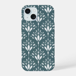 Diepe bosgroene botanische folk bloemkunst iPhone 15 case