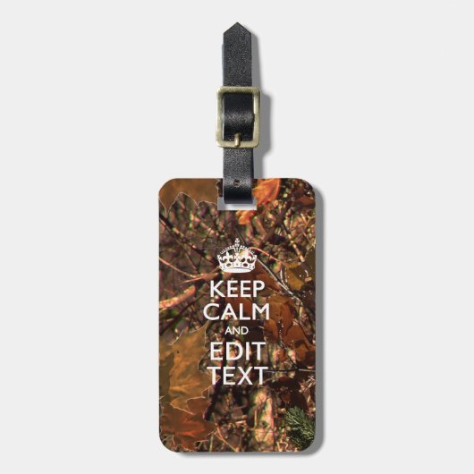 Diepe Bossen Camouflage Houd kalm met Jouw tekst Bagagelabel (Voorkant verticaal)