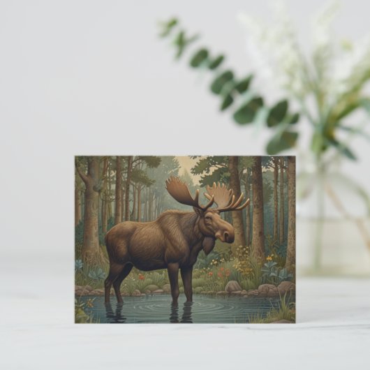Diepe bossen eland boho bos groen briefkaart (Staand voorkant)