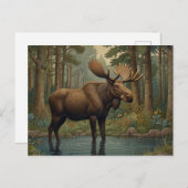 Diepe bossen eland boho bos groen briefkaart (Voorkant / Achterkant)