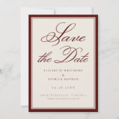 Diepe Bourgogne Landgoed Formeel Script Foto Bruil Save The Date (Voorkant)