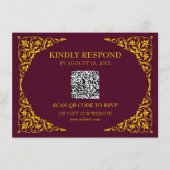 Diepe Bourgogne QR RSVP Kaart (Voorkant)