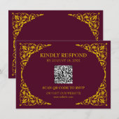 Diepe Bourgogne QR RSVP Kaart (Voorkant / Achterkant)