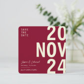 Diepe Bourgogne Wijn Beige Minimaal Elegant Modern Save The Date (Staand voorkant)