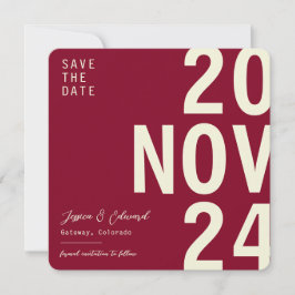 Diepe Bourgogne Wijn Beige Minimaal Elegant Modern Save The Date