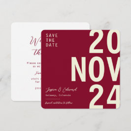 Diepe Bourgogne Wijn Beige Minimaal Elegant Modern Save The Date