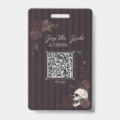 Diepe Bourgondië Schedel Bruid Drink QR Badge (Voorzijde)