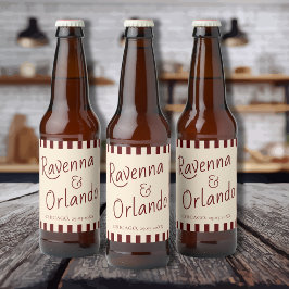 Diepe Bourgondië Strepen Retro Minimalistische Tro Bier Etiket
