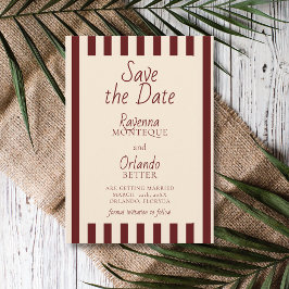 Diepe Bourgondië Strepen Retro Minimalistische Tro Save The Date