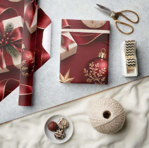 Diepe Bourgondiërode Kerstcadeaus Cadeaupapier