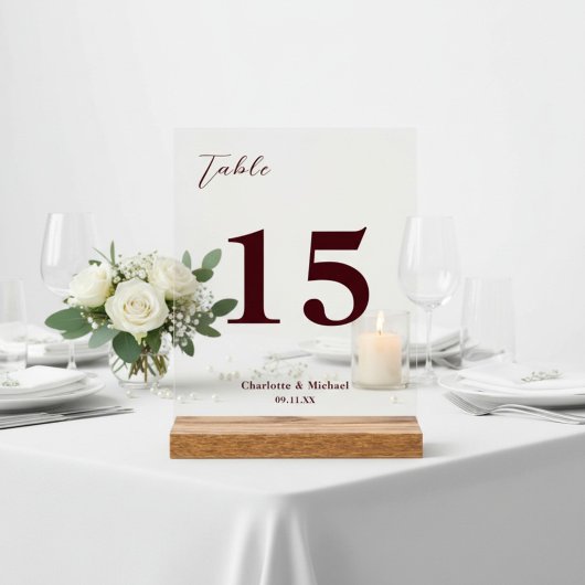 Diepe Bourgondietsk Minimalistische Trouwtafel Num Acryl Bord
