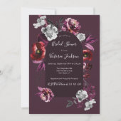 Diepe Bourgondische Bloemen Dark & Moody Vrijgezel Kaart (Voorkant)