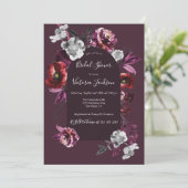 Diepe Bourgondische Bloemen Dark & Moody Vrijgezel Kaart (Staand voorkant)