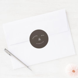Diepe bruine ronde trouwsticker  sticker