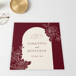 Diepe Burgundy Bloemen met Ivoren Boog Bruiloft Gastenboek