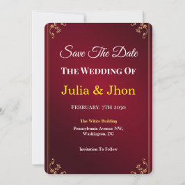 Diepe Burgundy Ivoor Elegante Trouw Save The Date