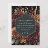 Diepe Burgundy Moody Bloom Bruiloft Kaart (Voorkant)