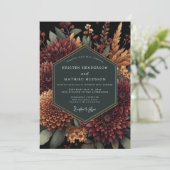 Diepe Burgundy Moody Bloom Bruiloft Kaart (Staand voorkant)