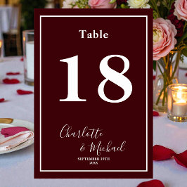 Diepe Burgundy Script Minimalistische Trouwdag Kaart