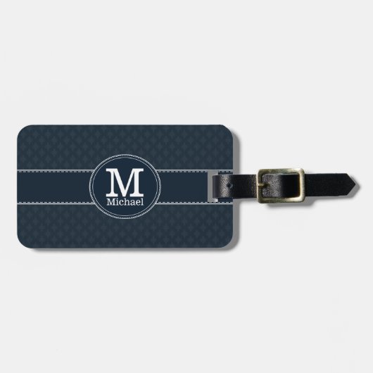 Diepe Classic Navy Blue Custom Monogram Bagagelabel (Voorkant horizontaal)