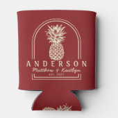 Diepe Cranberry Ananas Trouwboog & Naam Blikjeskoeler (Achterkant)