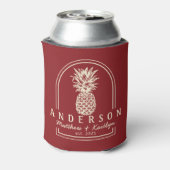 Diepe Cranberry Ananas Trouwboog & Naam Blikjeskoeler (Blikje Achterkant)