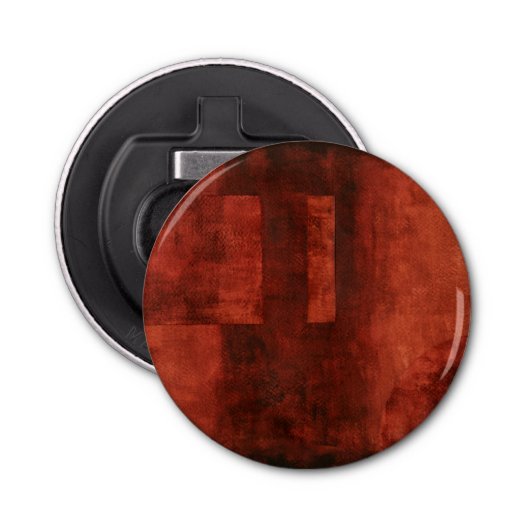 Diepe Crimson Schilderen met geometrische vormen Button Flesopener (Voorkant)