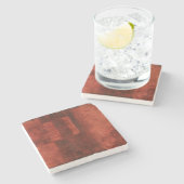 Diepe Crimson Schilderen met geometrische vormen Stenen Onderzetter (Zijkant)