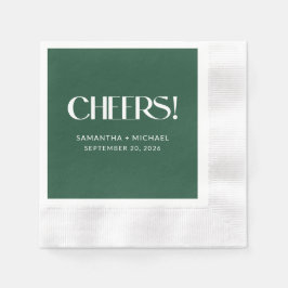 Diepe dennen sierlijke bruiloft 'Cheers' lettertyp Servet