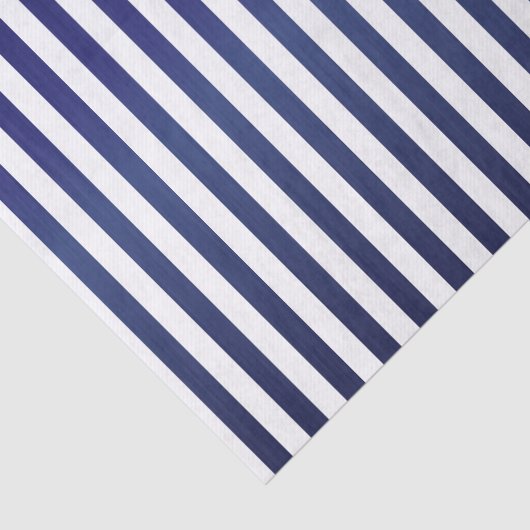 Diepe donkerblauwe en witte strepen tissuepapier (Detail)