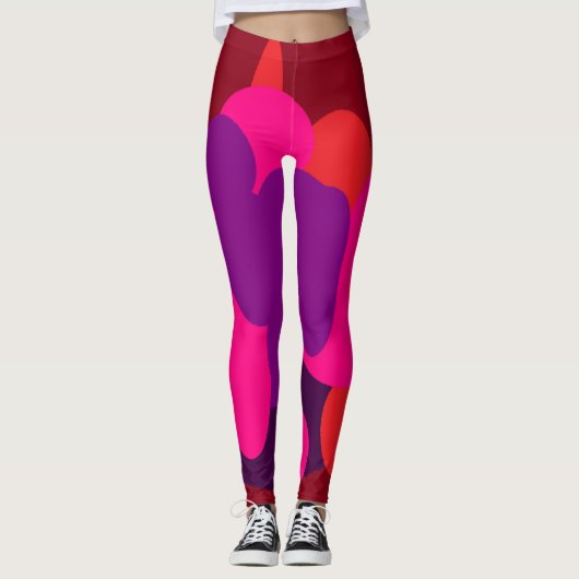 Diepe donkerroze punk paarse en druivenwijn kleure leggings (Voorkant)