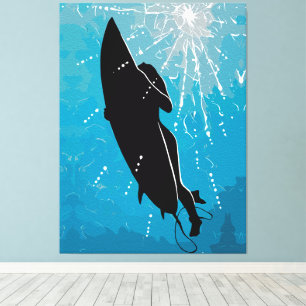Diepe Duik – Onderwaterreis van een Surfer Canvas Afdruk