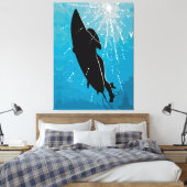Diepe Duik – Onderwaterreis van een Surfer Canvas Afdruk (Insitu (Slaapkamer))