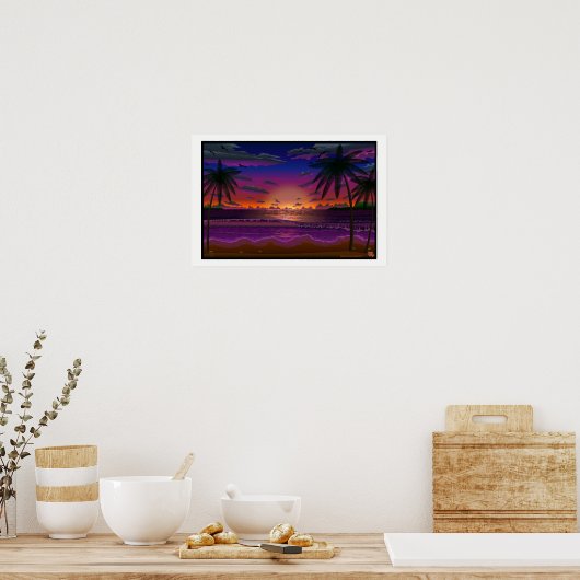 Diepe Dusk Beach Scene landscape print poster (Keuken)