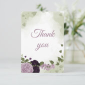 diepe en lichte paarse bloemen bedankkaart (Staand voorkant)