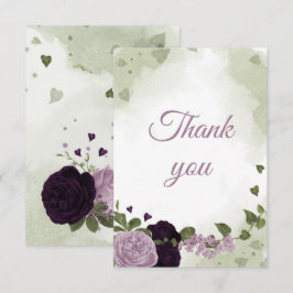  diepe en lichte paarse bloemen bedankkaart