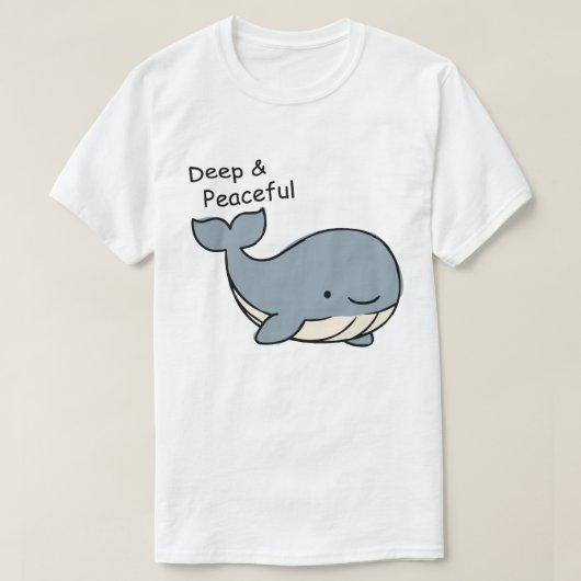 Diepe en Vredige Walvis Minimalistische Motivatie T-shirt (Design voorkant)