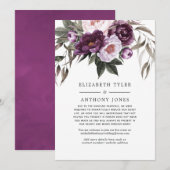 Diepe Fluwelen Bloem Bruiloft Gereduceerde Gastlij Aankondiging (Voorkant / Achterkant)