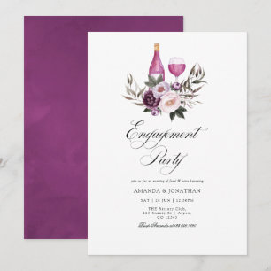 Diepe Fluwelen Bloem Engagement Party Wijnproeveri Kaart