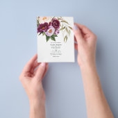 Diepe Fluwelen Bloemen Bruiloft Uitnodiging Flyer (Hand)