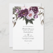 Diepe Fluwelen Bloemencode QR Code RSVP Huwelijk Kaart (Voorkant)